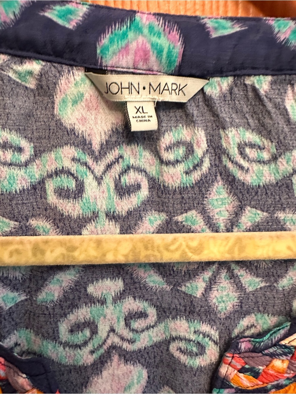 John Mark Multicolor Embroidered Tunic in Orange , blue, purple - Picture 7 of 7